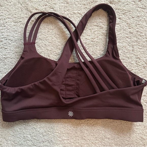 Athleta Run Free Burgundy Strappy Sports Bra - Picture 4 of 5